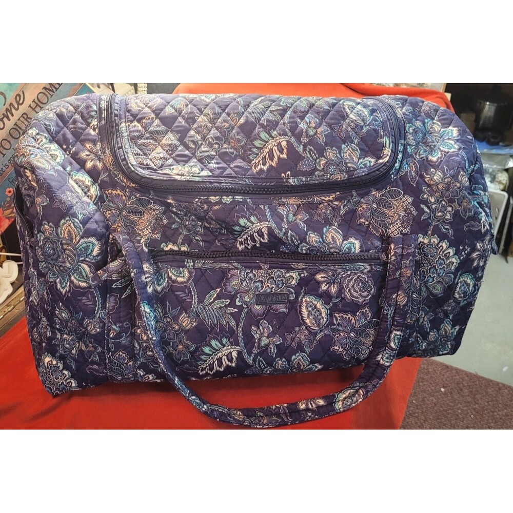 VGUC Waverly Home Blue Paisley Print Duffel Bag Travel Tote